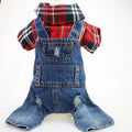 Denim Plaid Dog Hoodie Jumpsuit