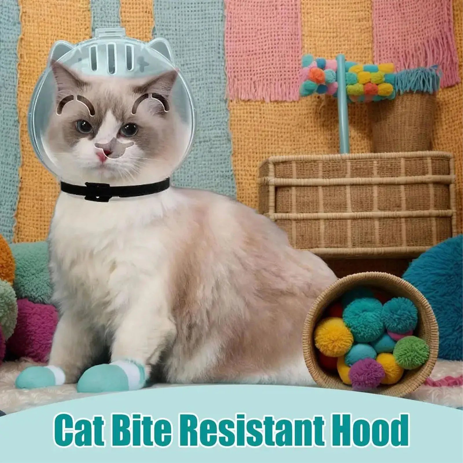 Breathable Cat Grooming Muzzle with Paw Covers