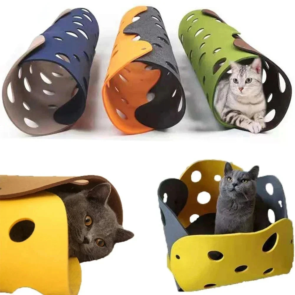 Collapsible Felt Cat Tunnel Toy