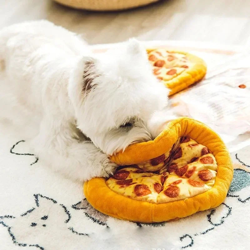 Pizza-Shaped Plush Squeaky Dog Toy