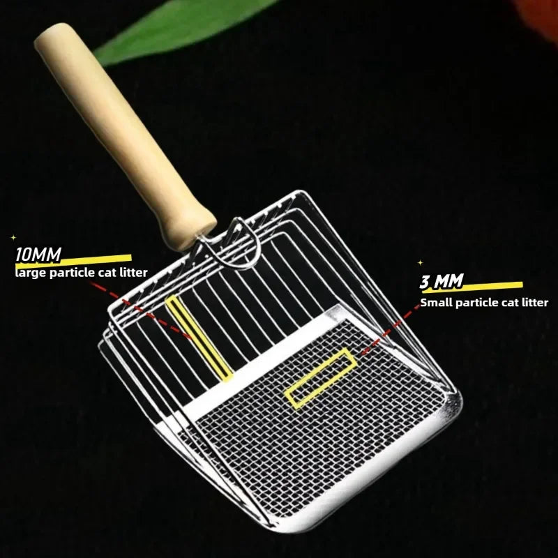 Stainless Steel Cat Litter Scoop with Wooden Handle