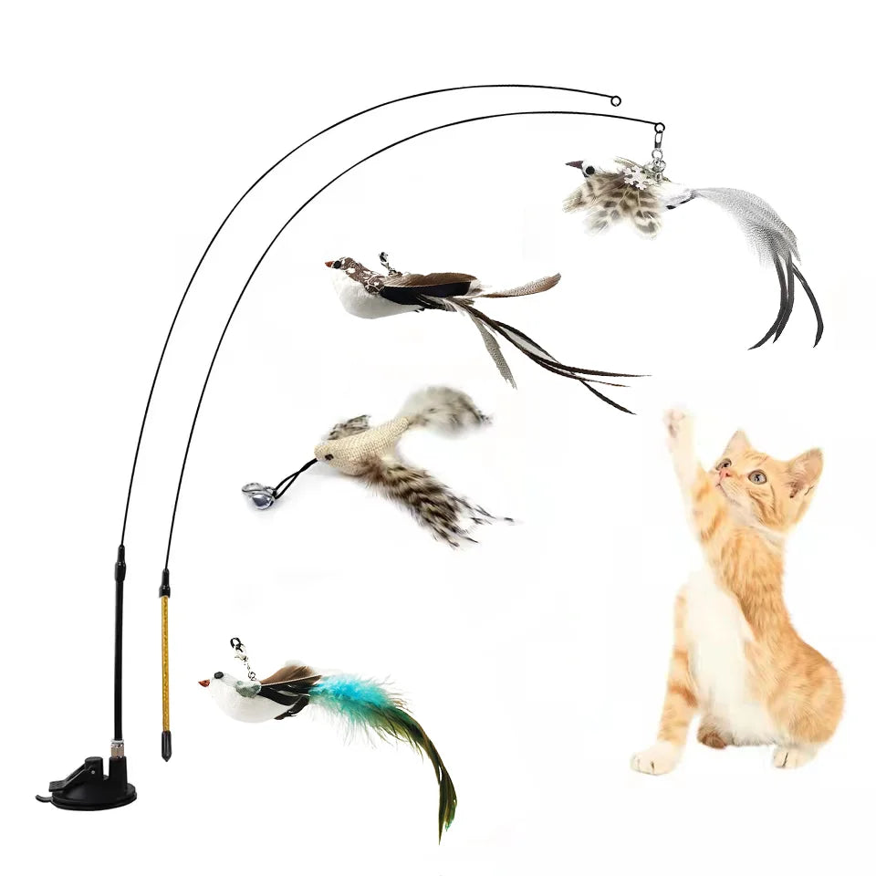 Feather Bird Wand Toy for Cats