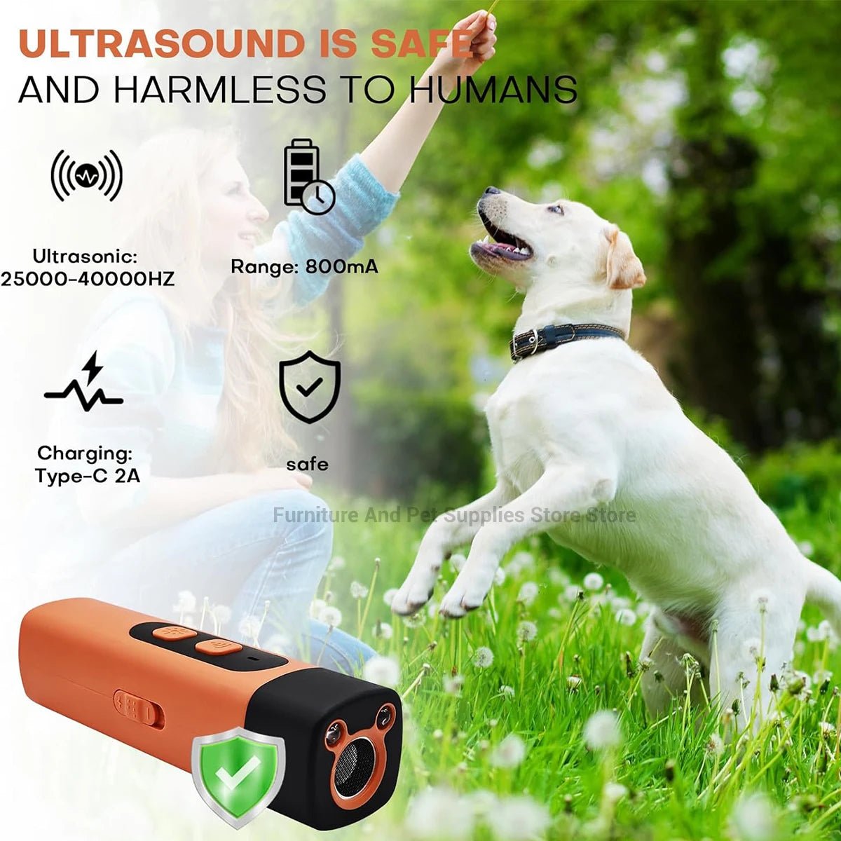 Ultrasonic Dog Repeller with LED Light