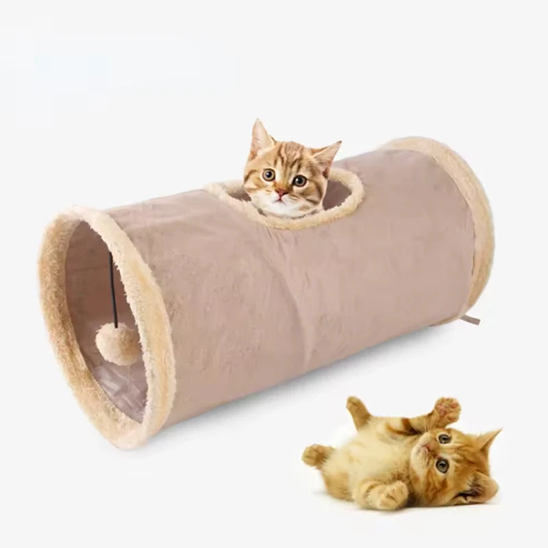 Foldable Plush Cat Tunnel