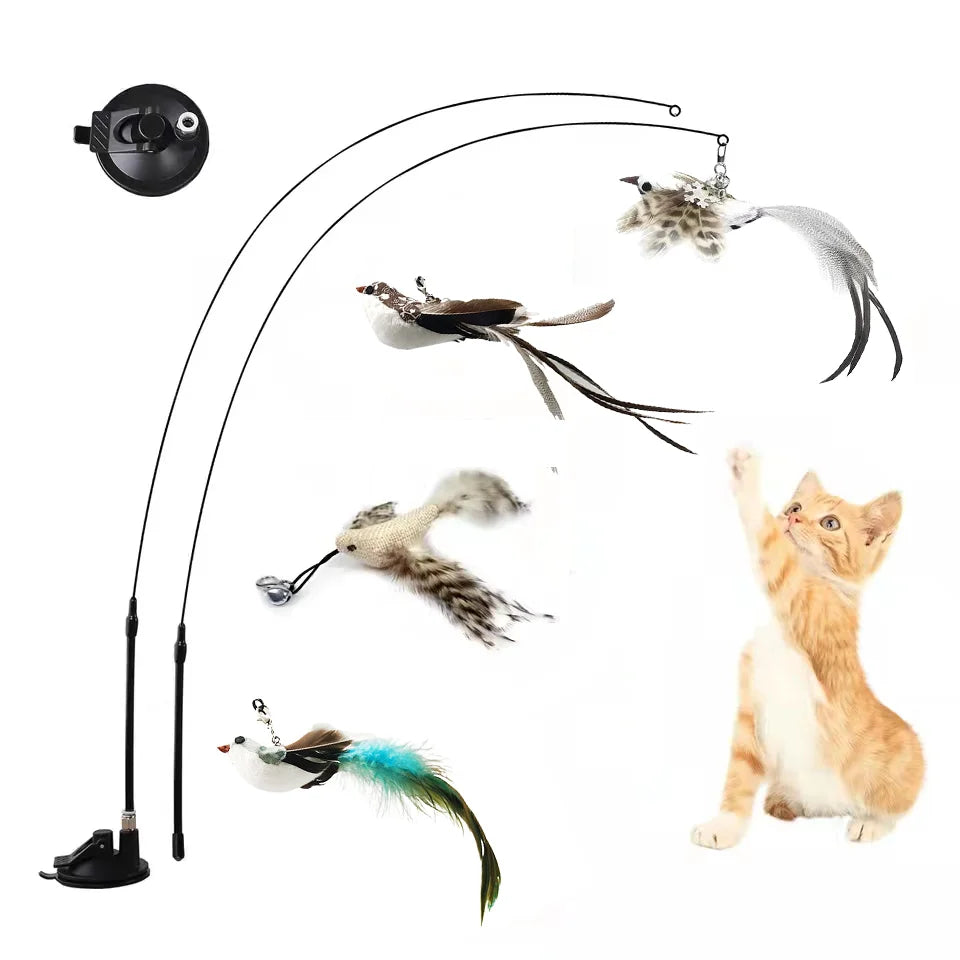 Feather Bird Wand Toy for Cats