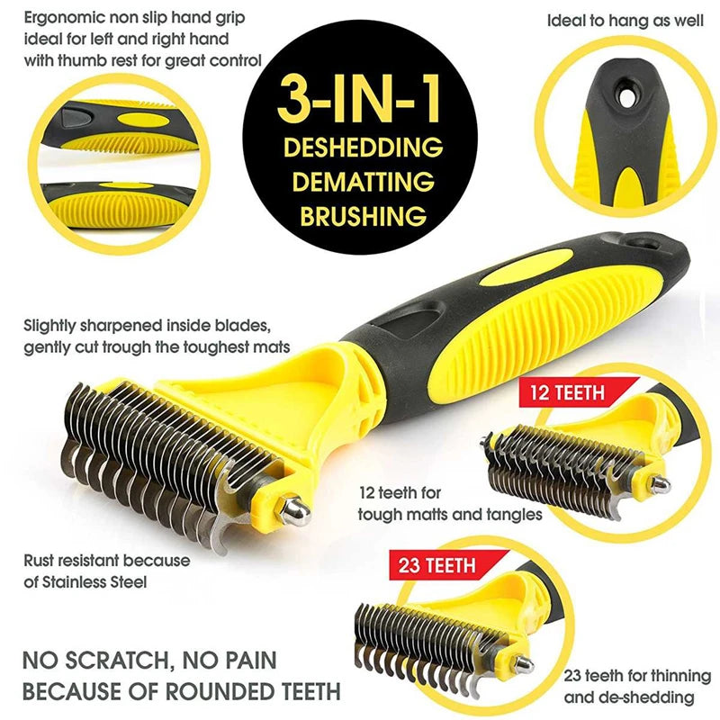 Double-Sided Stainless Steel Pet Grooming Brush