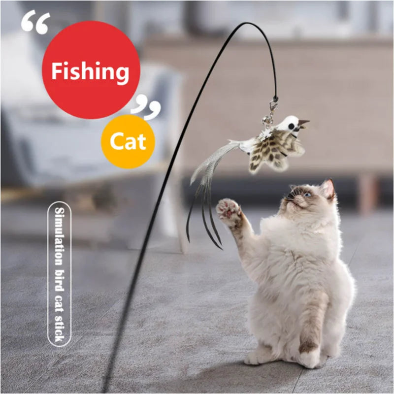 Feather Bird Wand Toy for Cats