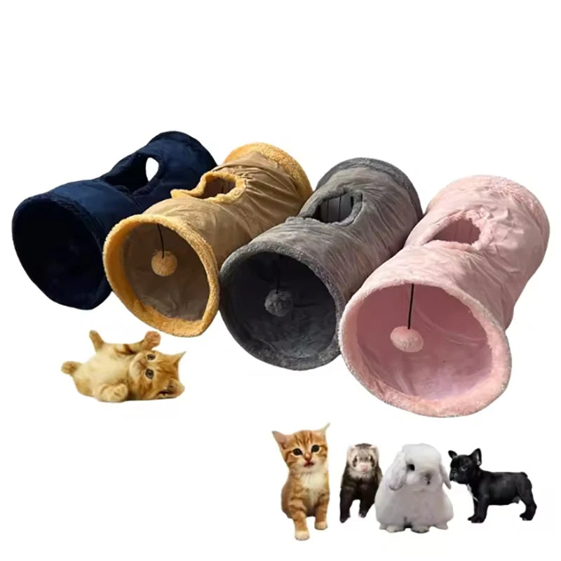 Foldable Plush Cat Tunnel