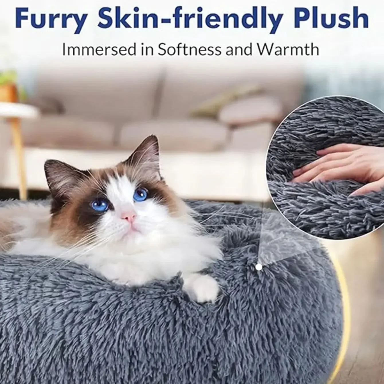 Plush Round Pet Bed – Soft & Cozy for Dogs & Cats