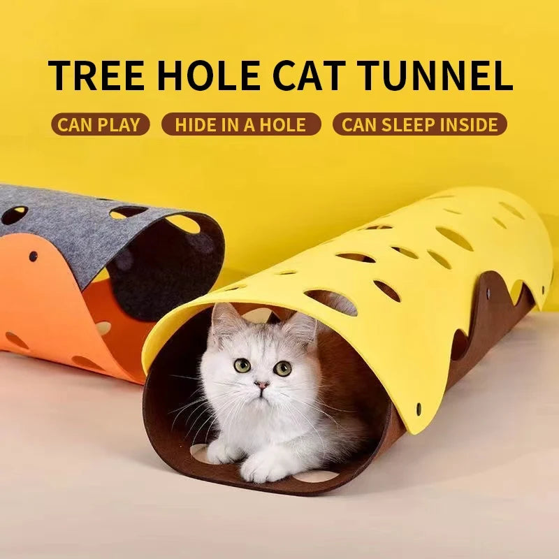 Collapsible Felt Cat Tunnel Toy
