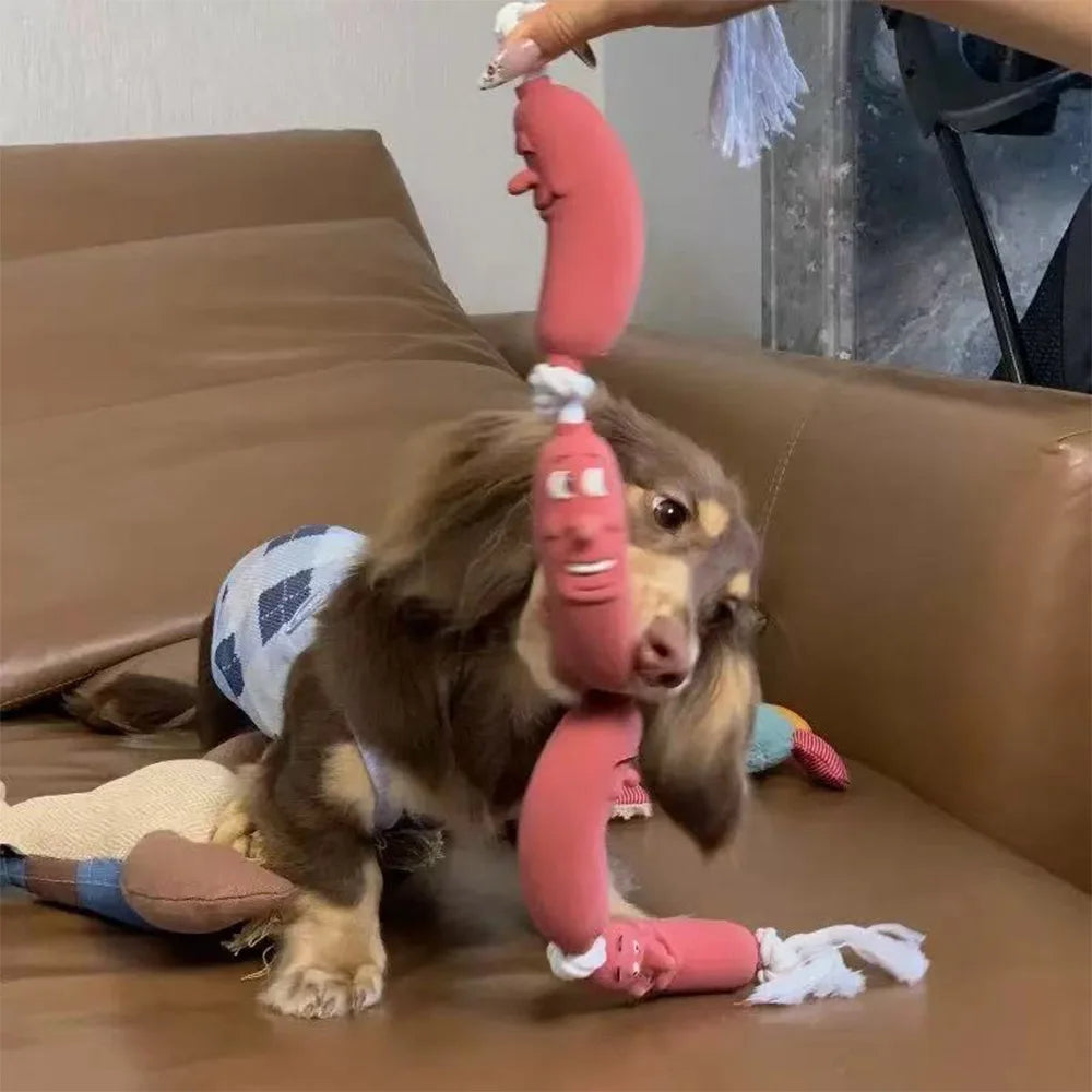 Sausage-Shaped Rope Dog Toy