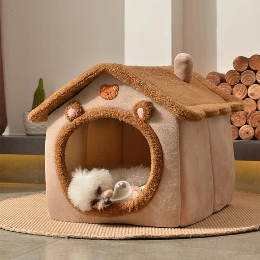 Foldable Washable Pet House Bed for Cats & Small Dogs