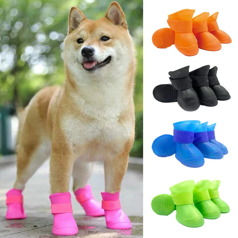 Waterproof Anti-Slip Dog Rain Boots (4pcs)