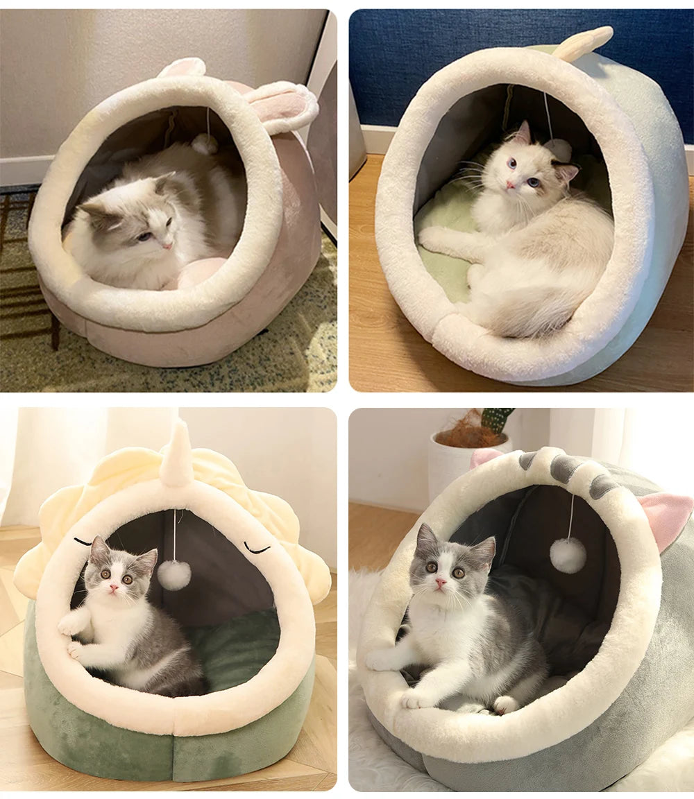 Cozy Foldable Cat & Small Dog Cave Bed