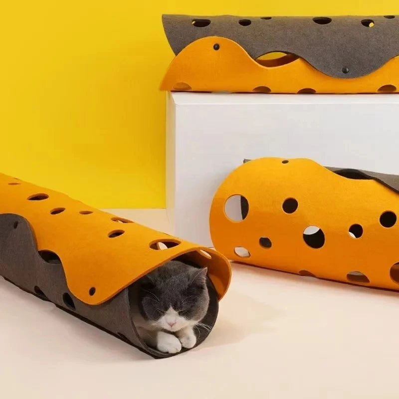 Collapsible Felt Cat Tunnel Toy