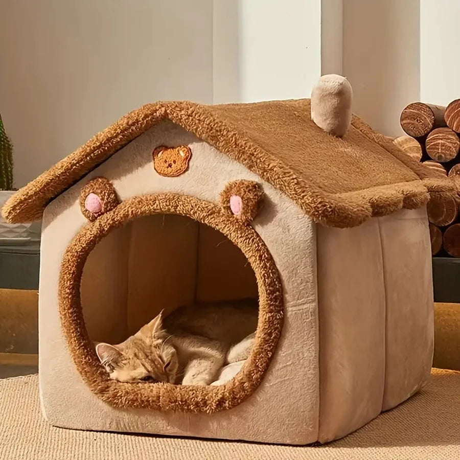 Foldable Washable Pet House Bed for Cats & Small Dogs