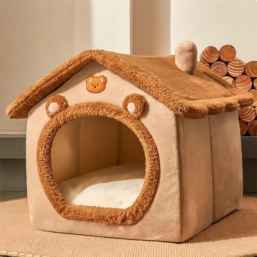 Foldable Washable Pet House Bed for Cats & Small Dogs