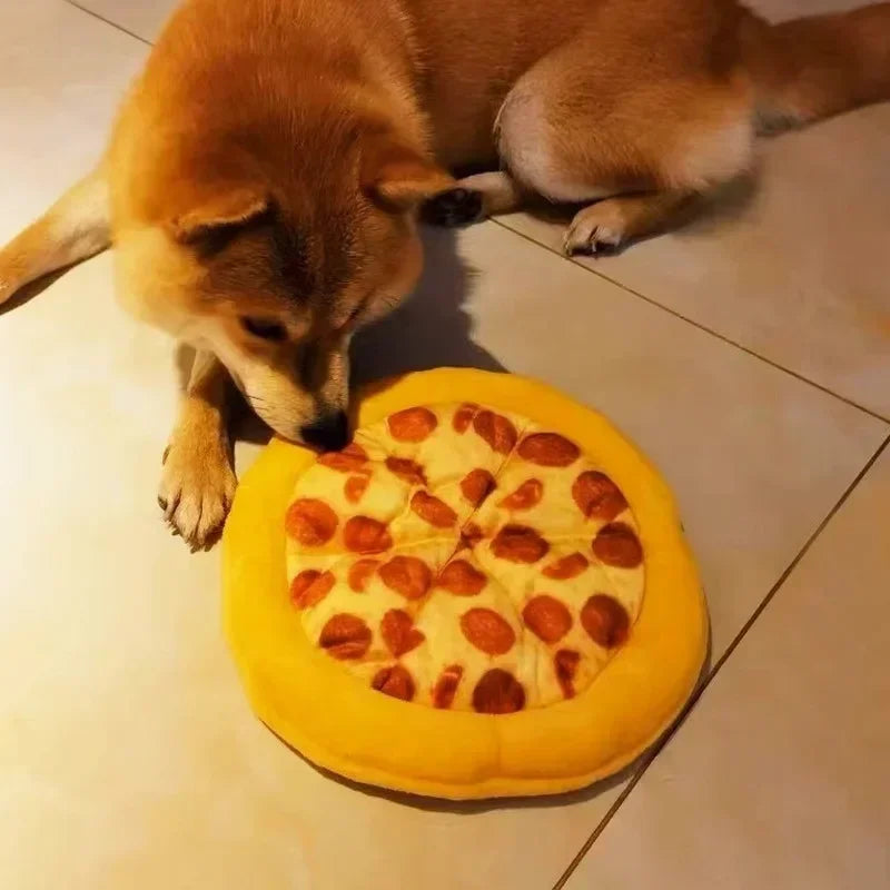 Pizza-Shaped Plush Squeaky Dog Toy