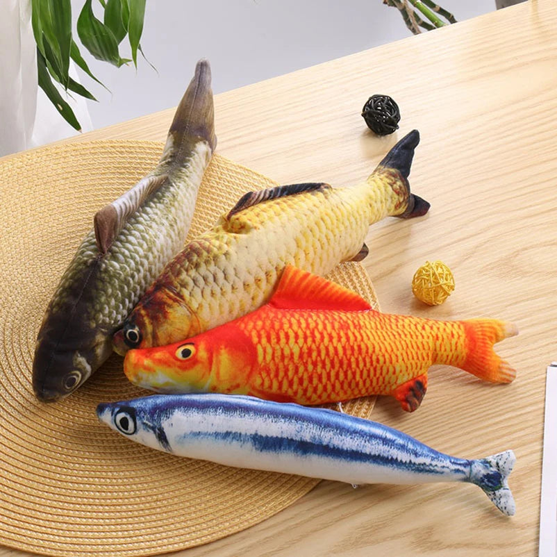 Interactive Plush Fish Cat Toy