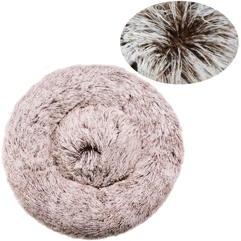 Plush Round Pet Bed – Soft & Cozy for Dogs & Cats