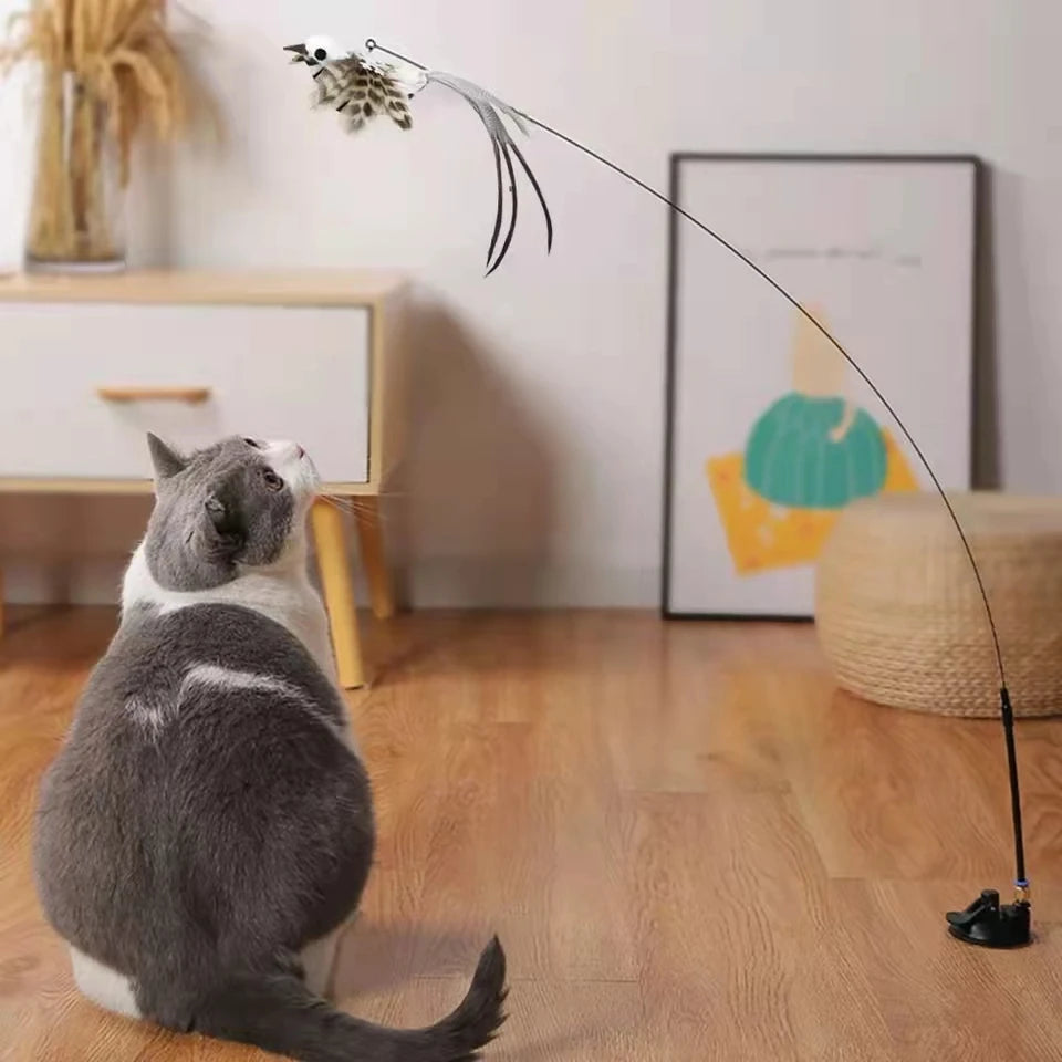 Feather Bird Wand Toy for Cats