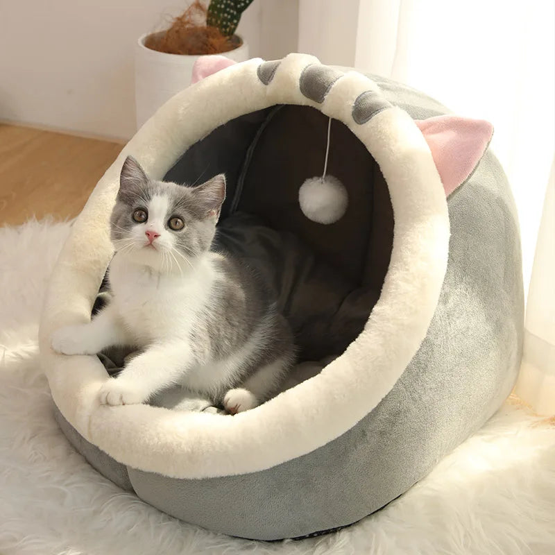 Cozy Foldable Cat & Small Dog Cave Bed