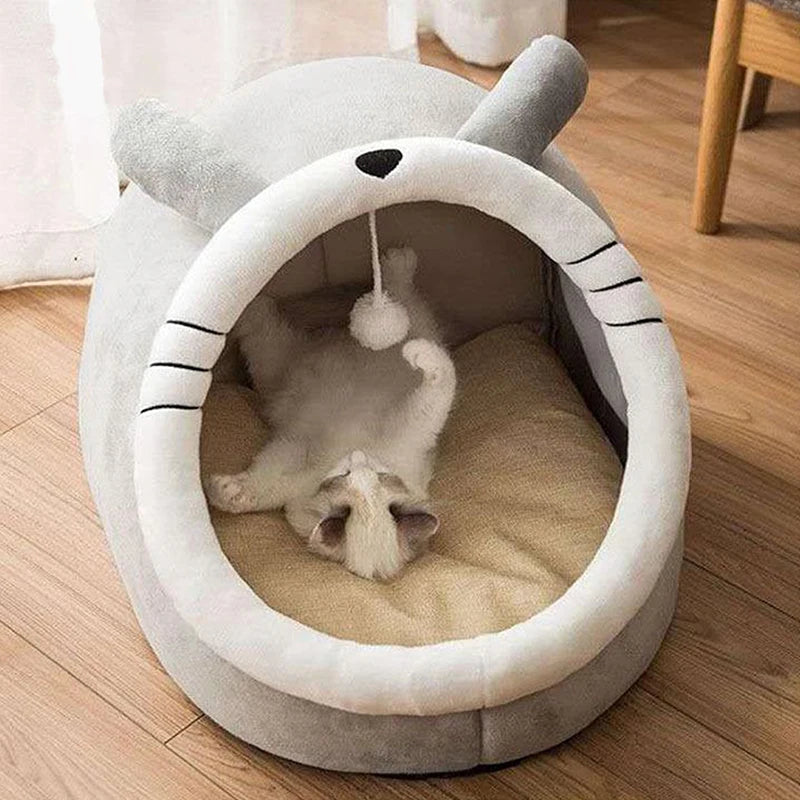 Cozy Foldable Cat & Small Dog Cave Bed