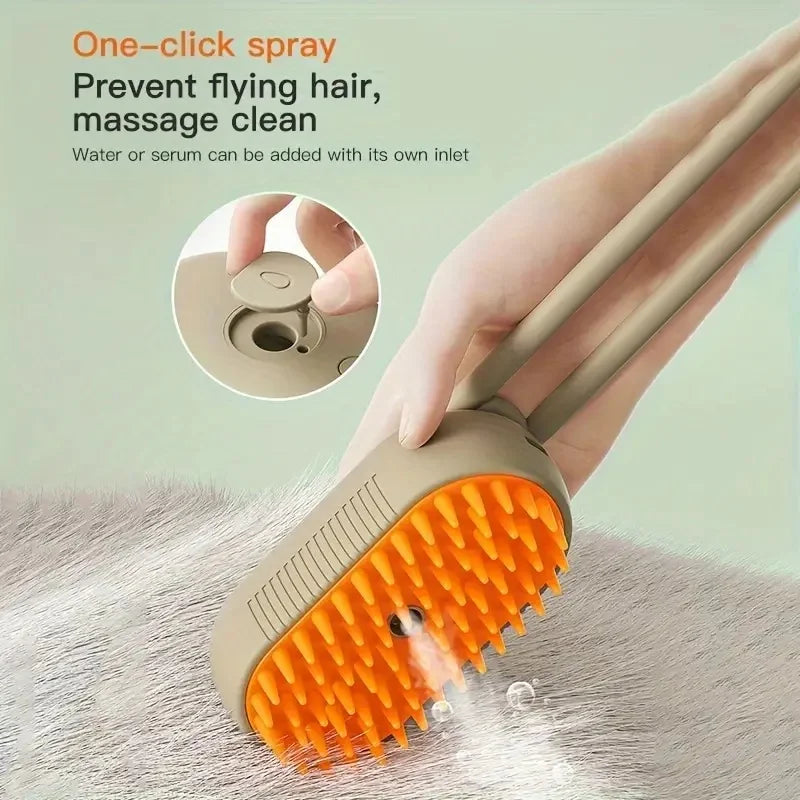 Steam Spray Pet Grooming Brush – Hair Removal