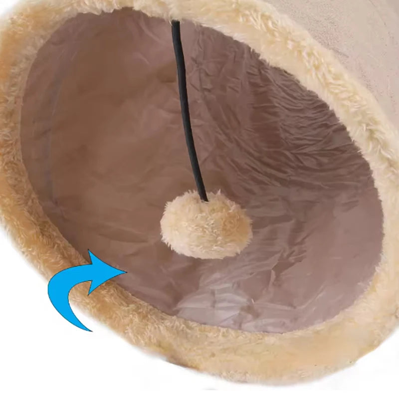 Foldable Plush Cat Tunnel
