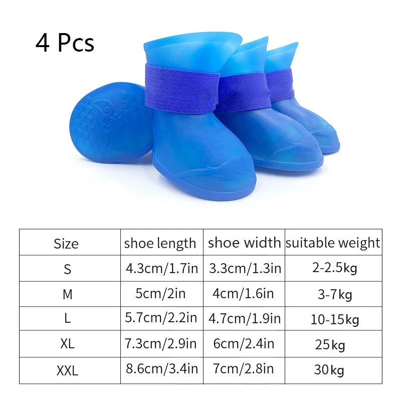 Waterproof Anti-Slip Dog Rain Boots (4pcs)