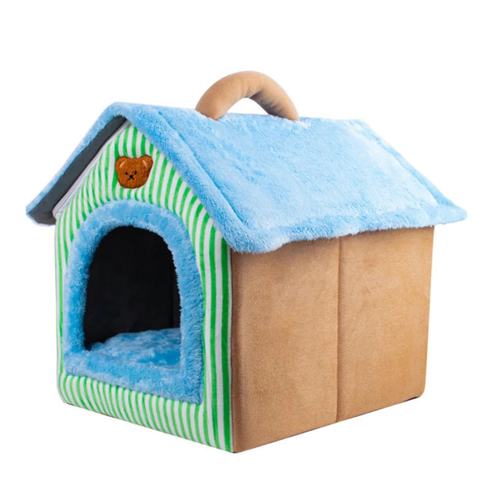 Foldable Washable Pet House Bed for Cats & Small Dogs