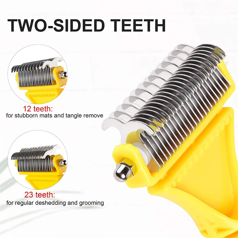 Double-Sided Stainless Steel Pet Grooming Brush