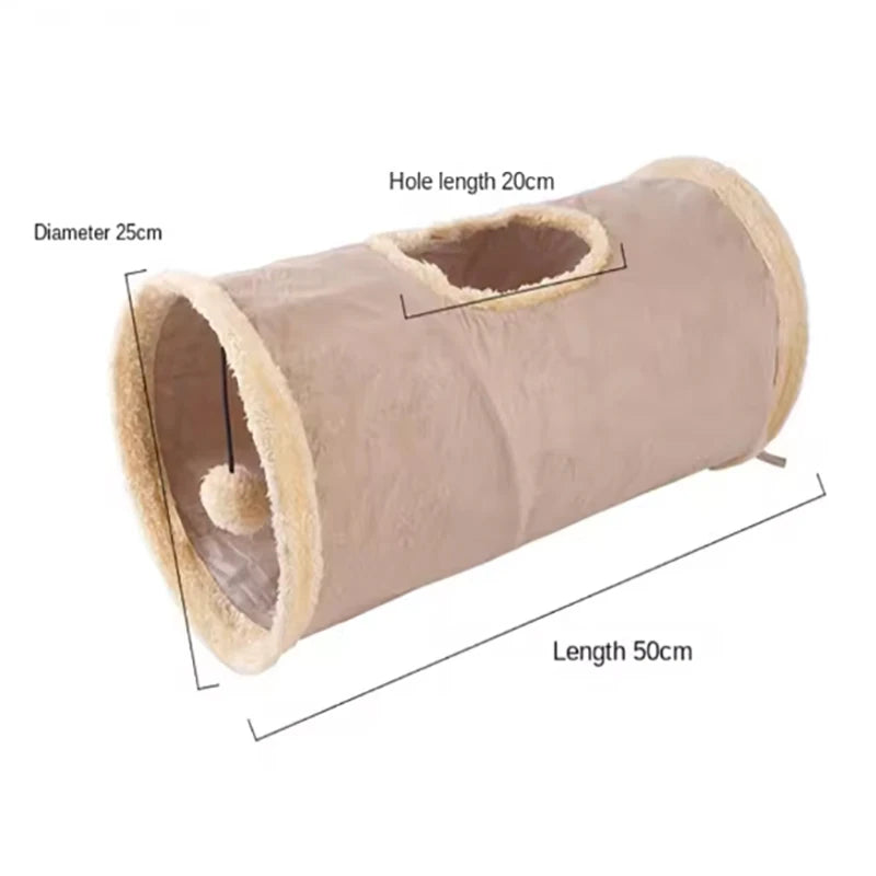 Foldable Plush Cat Tunnel