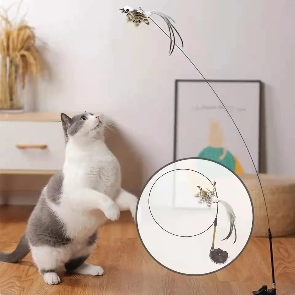 Feather Bird Wand Toy for Cats