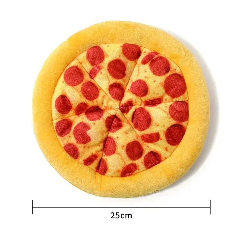 Pizza-Shaped Plush Squeaky Dog Toy