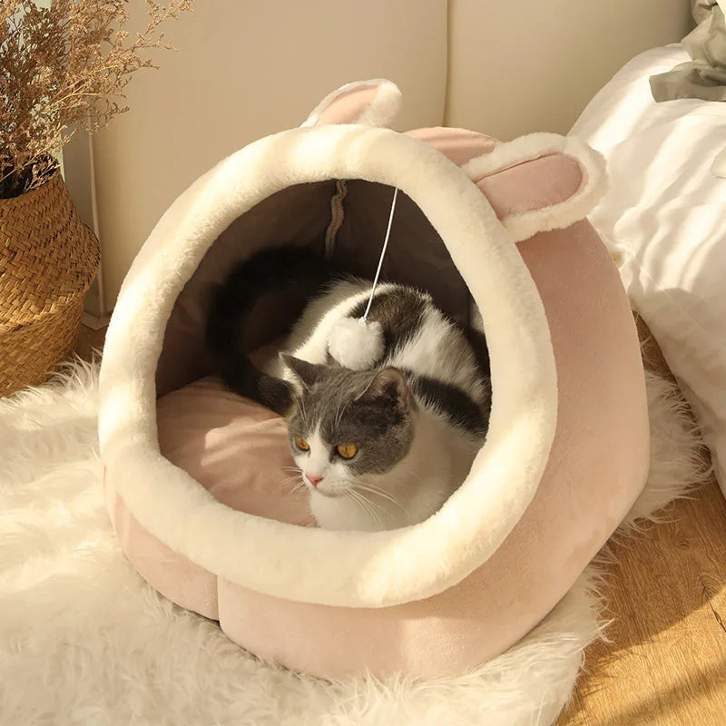 Cozy Foldable Cat & Small Dog Cave Bed
