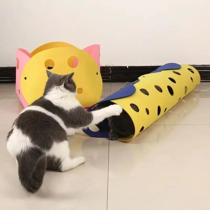 Collapsible Felt Cat Tunnel Toy