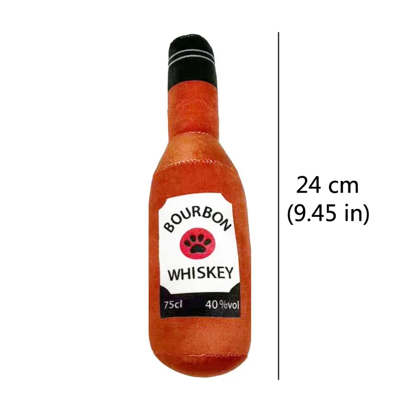 Plush Beer Bottle Dog Squeaky Toy