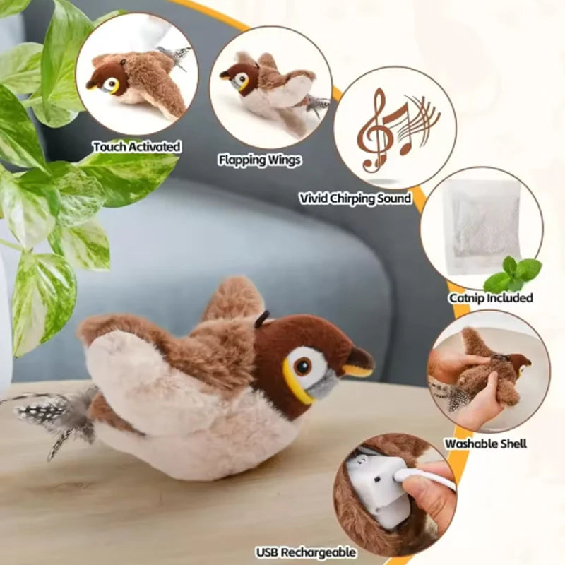 Interactive Chirping Bird Toy for Cats