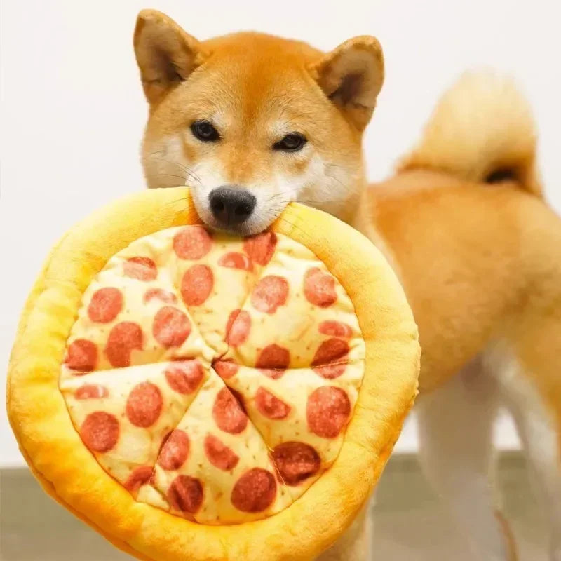 Pizza-Shaped Plush Squeaky Dog Toy
